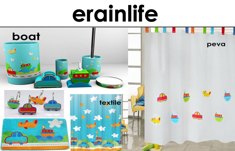 Home Collection Bathroom Accessories Set Coordinated Boat Shower Curtain